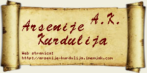 Arsenije Kurdulija vizit kartica